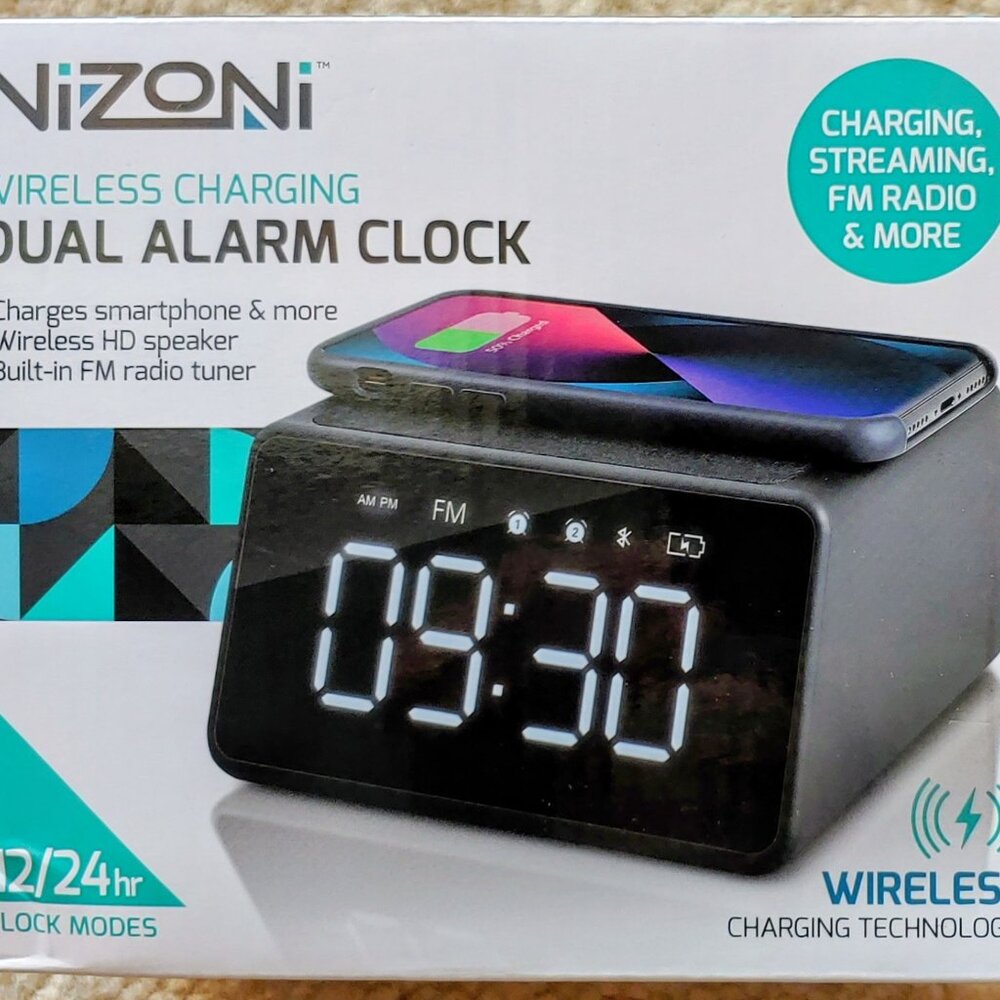Nizoni Wireless Charging Dual Alarm Clock - NEW!